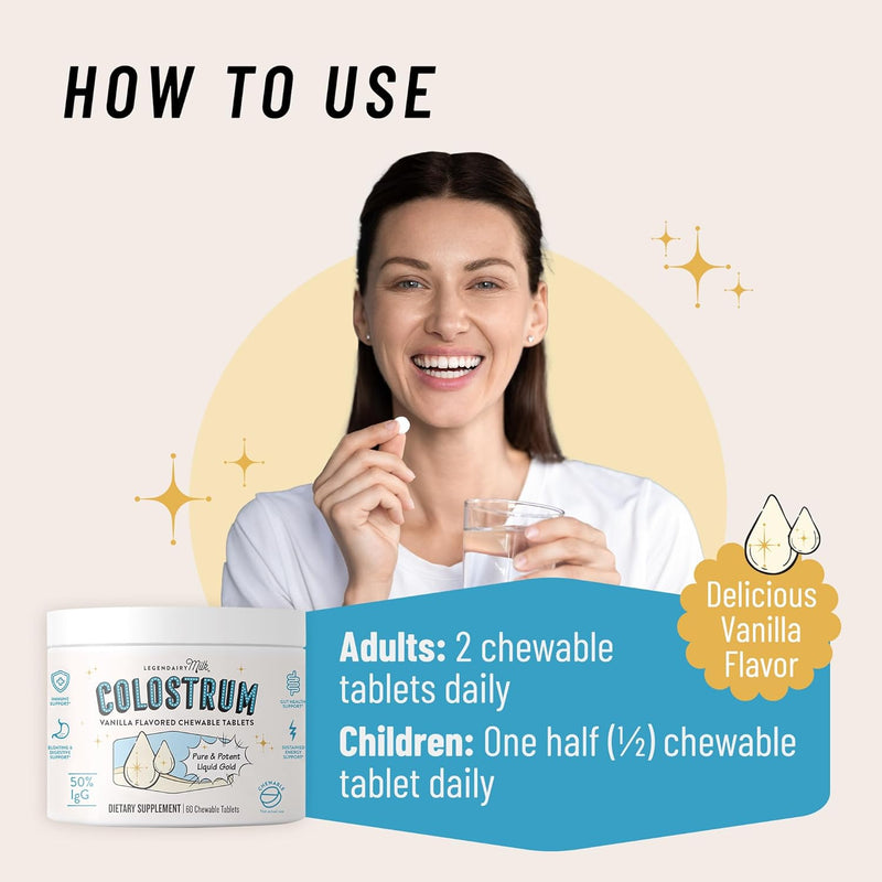 legendairy-milk-bovine-colostrum-chewable-tablets---daily-gut-health-immune-support---hair-skin-nails---50-igg-concentration---colostrum-supplement-for-women-men-kids---60ct-vanilla-flavor-5