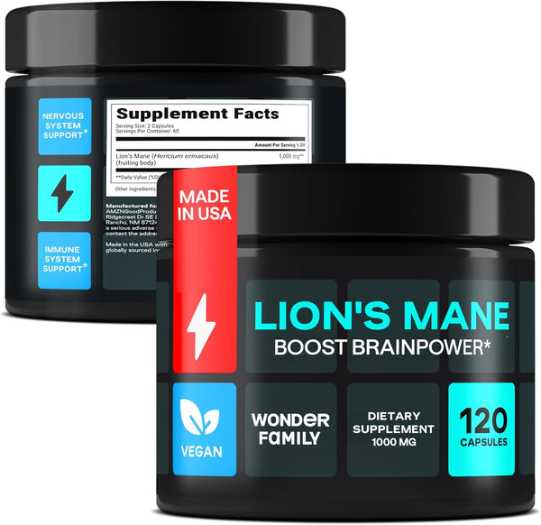 lions-mane-supplement-capsules-1000mg---focus-supplement-for-mind-energy-recall-performance---melena-de-leon-para-la-memoria---lion-mane-mushroom---120-lionsmane-mushroom-capsules-1