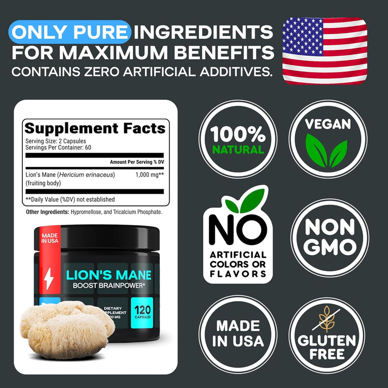 lions-mane-supplement-capsules-1000mg---focus-supplement-for-mind-energy-recall-performance---melena-de-leon-para-la-memoria---lion-mane-mushroom---120-lionsmane-mushroom-capsules-2