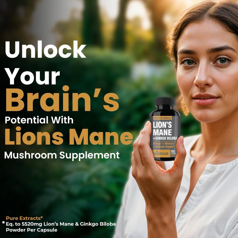 lions-mane-supplement-organic-capsules---with-ginkgo-biloba---cognitive-health-focus-memory-support---natural-superfood-for-brain-energy-immune-health---non-gmo--60-caps---2-month-supply-2