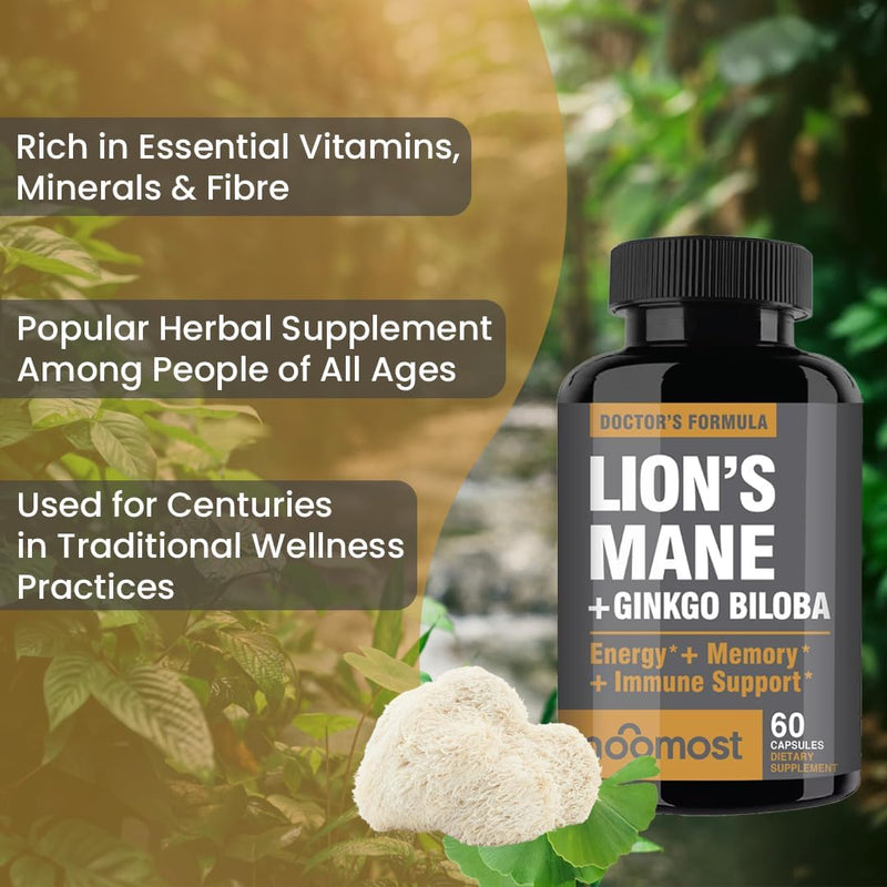 lions-mane-supplement-organic-capsules---with-ginkgo-biloba---cognitive-health-focus-memory-support---natural-superfood-for-brain-energy-immune-health---non-gmo--60-caps---2-month-supply-4