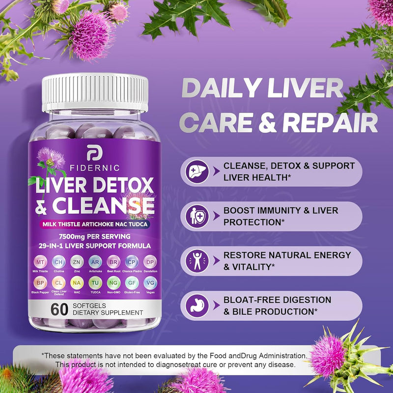 liver-cleanse-detox-repair---herbal-liver-support-milk-thistle-supplement-7500mg-strength-liver-health-support-with-silymarin-artichoke-extract-dandelion-beet-tudca-choline-nac-60-vegan-softgels-2