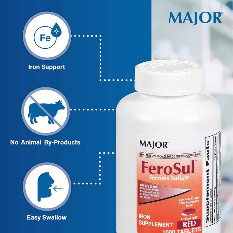 major-ferosul---ferrous-sulfate-325mg-tablets-with-65mg-of-elemental-iron---iron-supplement-for-women-men---red---100-tablets---pack-of-1-3