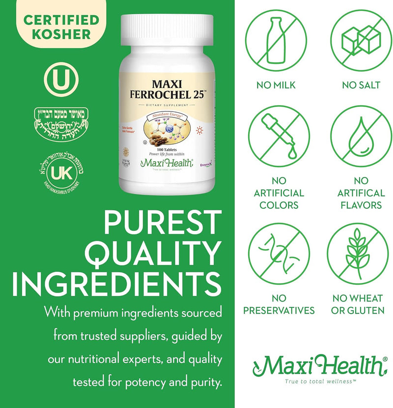 maxi-health-iron-supplement---gentle-iron-supplements-for-men-women---ferrous-fumarate---ferrochel-25-mg-for-anemia-red-blood-cell-production---chelated-iron-pills---100-kosher-tablets-5
