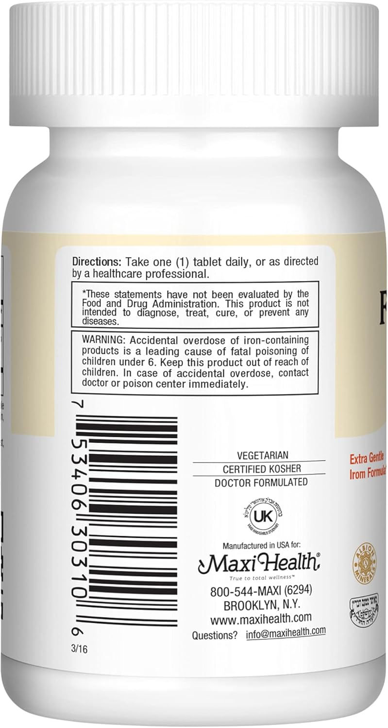 maxi-health-iron-supplement---gentle-iron-supplements-for-men-women---ferrous-fumarate---ferrochel-25-mg-for-anemia-red-blood-cell-production---chelated-iron-pills---100-kosher-tablets-8