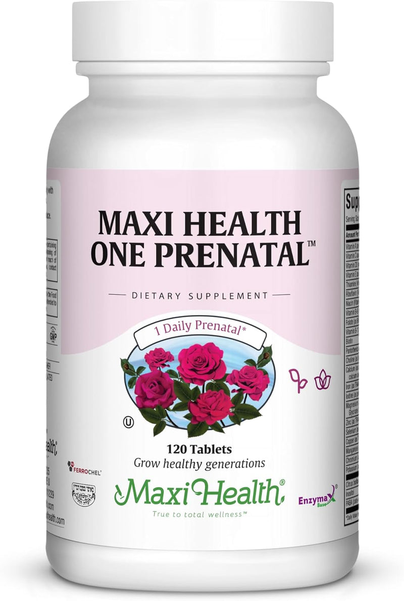 maxi-health-one-prenatal---womens-prenatal-vitamins-with-iron---enhanced-absorption-bioavailability---daily-multivitamin-for-women---multi-vitamin-mineral-supplement-for-adults---120-tablets-1