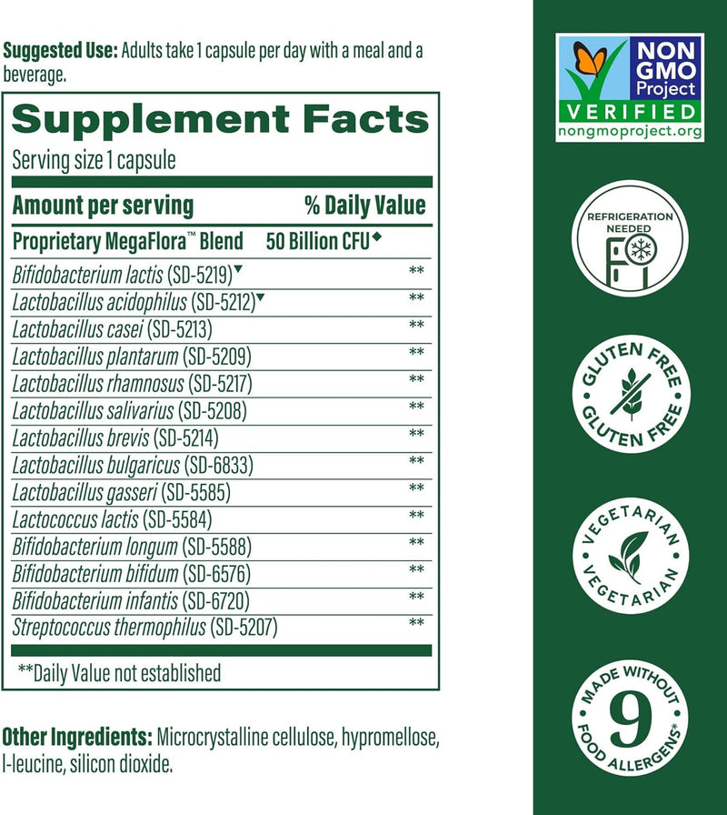 megafood-megaflora-probiotic-plus---probiotics-for-women-digestive-health--probiotics-for-men---50-billion-cfus-14-strains---immune-support-supplement---vegetarian---30-capsules-30-servings-2
