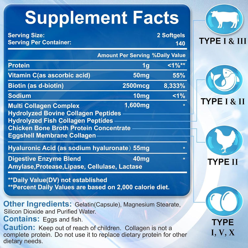 multi-collagen-peptides-for-women-men-hydrolyzed-collagen-peptides-type-i-ii-iii-v-x---with-hyaluronic-acidvitamin-cbiotinsupports-skin-hair-nail-non-gmo-280-softgels-2