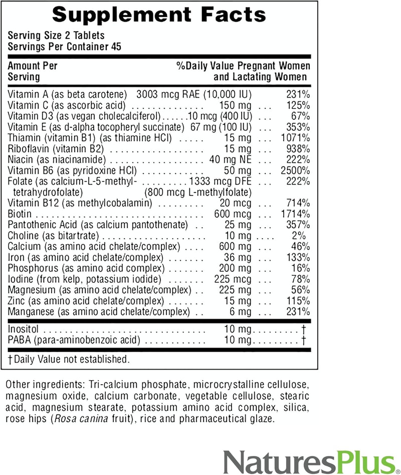 naturesplus-ultra-prenatal-multivitamin---800-mcg-folate-90-vegetarian-tablets---prenatal-supplement-with-iron-iodine-calcium-b-complex-vitamins---gluten-free---45-servings-4