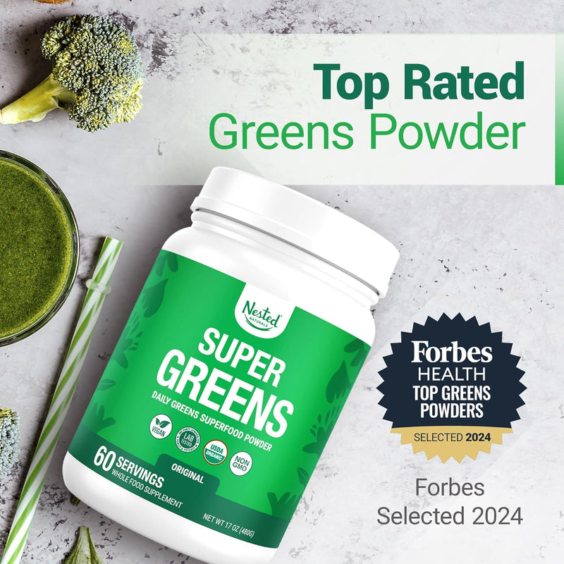 nested-naturals-super-greens-daily-superfood-powder---certified-usda-organic-green-powder-w20-whole-foods-spirulina-powder-wheat-barley-grass---probiotics-fiber-enzymes---original-flavor-60-2