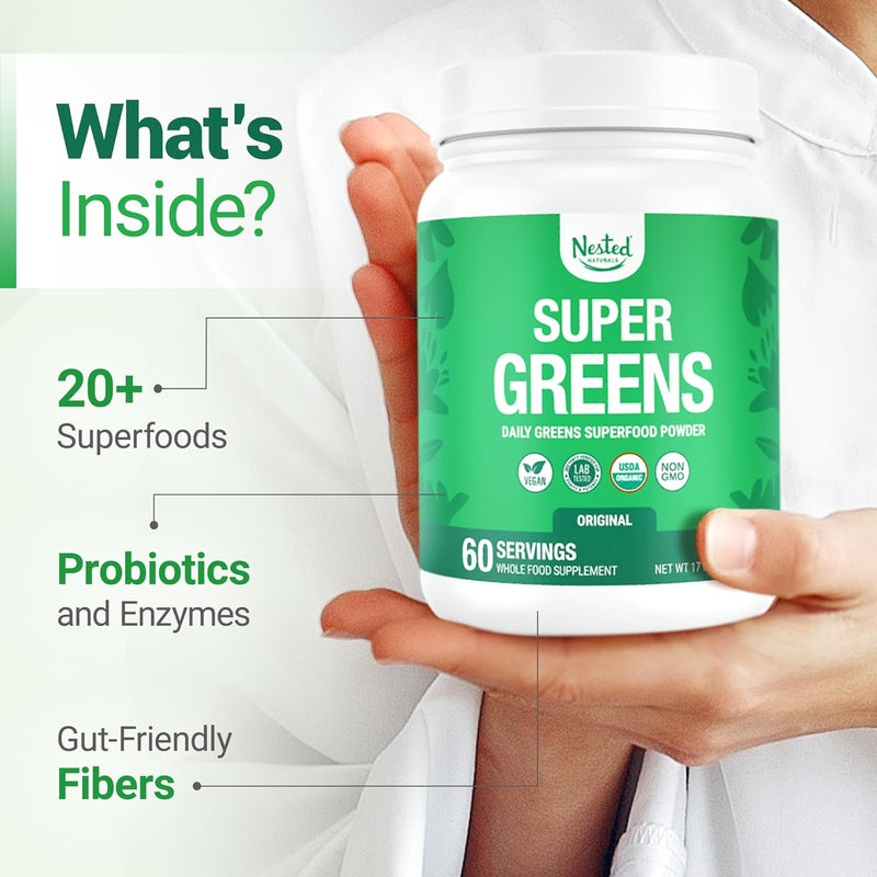 nested-naturals-super-greens-daily-superfood-powder---certified-usda-organic-green-powder-w20-whole-foods-spirulina-powder-wheat-barley-grass---probiotics-fiber-enzymes---original-flavor-60-4
