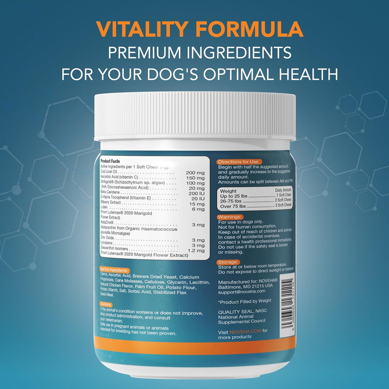 noveha-180-soft-chews-for-dogs-with-lutein-astaxanthin-omega-3-from-fish-oil-support-for-overall-wellness-made-in-usa-chicken-flavor-90-chews-x-2-pack-2