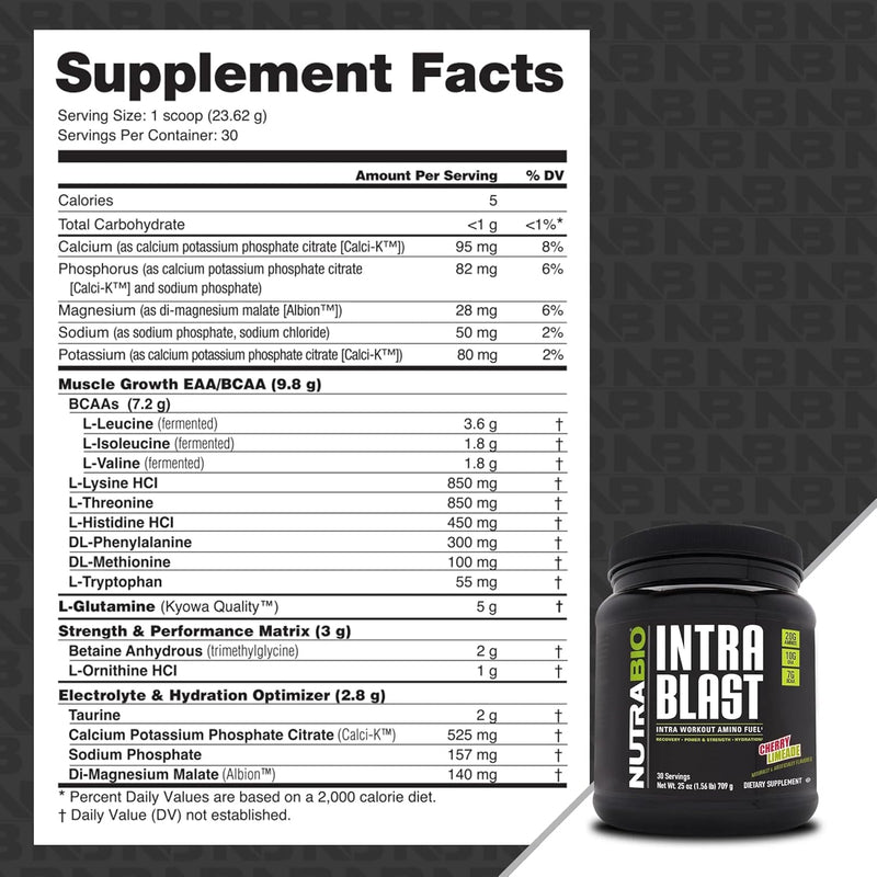 nutrabio-intra-blast-bcaa-powder-amino-acid-supplement-electrolyte-hydration-blend-intra-pre-workout-muscle-recovery-20g-eaa-amino-acids-powder-5g-glutamine--cherry-limeade-30-serving-2