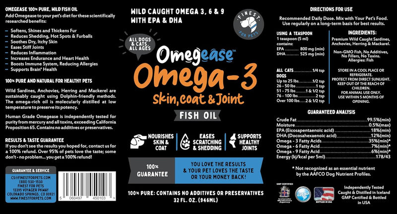 omegease-fish-oil-for-dogs-cats---finest-for-pets-omega-3-for-cats-dogs---supplement-for-skin-coat-itching-shedding-joints-immune-health---100-pure-omega-fish-oil-with-epa-dha-32-oz-9