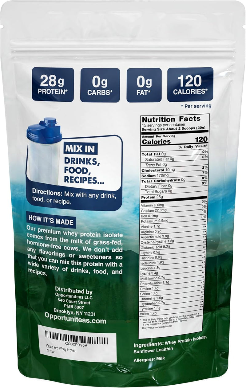 opportuniteas-grass-fed-whey-isolate-protein-powder---unflavored-28g-protein-powder-without-artificial-sweeteners-hormone-free-cows-non-gmo---1lb-2