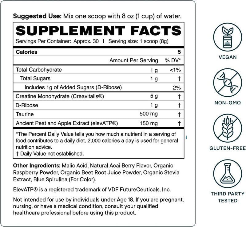 ora-organic-creatine-monohydrate-powder---german-sourced-creavitalis-for-strength-elevatp-for-energy-d-ribose-taurine-for-recovery---creatine-for-women-men---acai-berry-flavor-30-servings-5