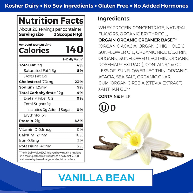 orgain-whey-protein-powder-vanilla-bean--21g-grass-fed-dairy-protein-5g-bcaas-3g-prebiotic-fiber-no-sugar-added-no-added-hormones-gluten-free-kosher-for-shakes-smoothies---182lb-2
