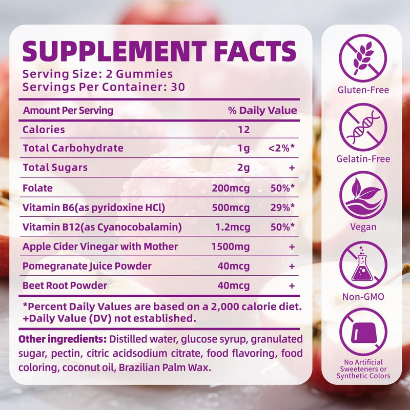 organic-apple-cider-vinegar-gummies-sugar-free-keto-acv-gummies-apple-cider-vinegar-with-mother-vitamin-b12-b6-beetroot-gut-health-gmo-free-vegan-metabolism-energy-gummy---60-count-2