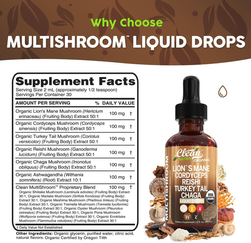 organic-mushroom-supplement-liquid-drops-with-lions-mane-turkey-tail-cordyceps-reishi-chaga-shitake-maitake-tremella-oyster-mushrooms-poria-and-enokitake-mushrooms-complex-blend-by-clean-nutra-2