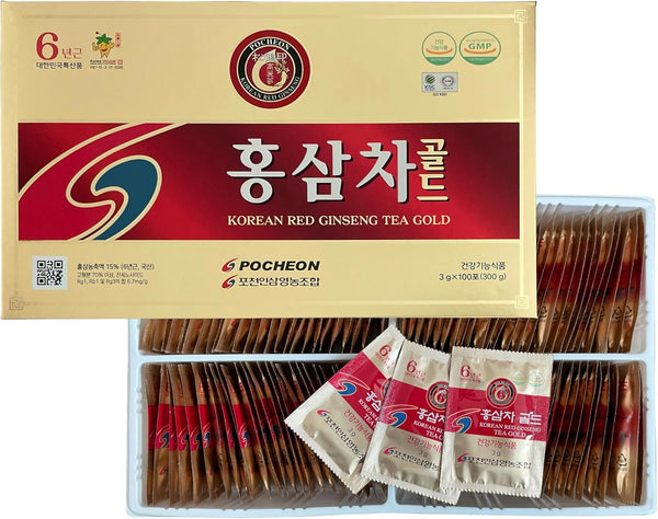 pocheon-300g106oz-korean-6years-panax-red-ginseng-root-extract-tea-gold-100-tea-bags-15-ginseng-extract-natural-immune-support-1