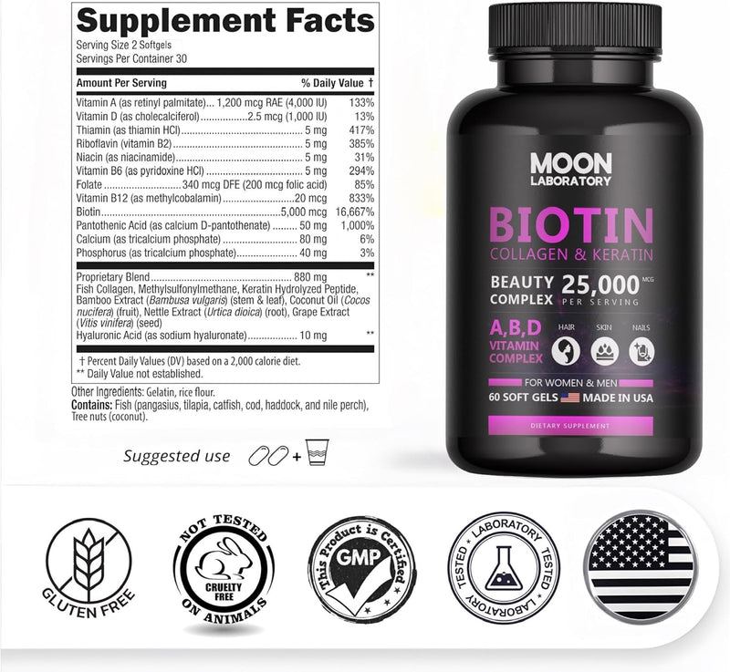 premium-biotin-5000-mcg-beauty-complex-with-collagen-keratin-hyaluronic-acid-vitamin-a-d3-b-complex-calcuim-coconut-oil-hair-growth-nails-skin-for-men-women-60-softgels-2