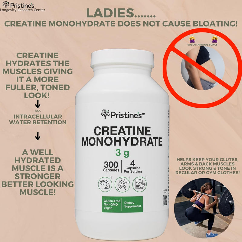 pristines-creatine-monohydrate-capsules-for-women-men---no-bloat-75-day-supply-3g-muscle-growth-support-supplement---cognitive-athletic-performance-support---enhanced-recovery-2