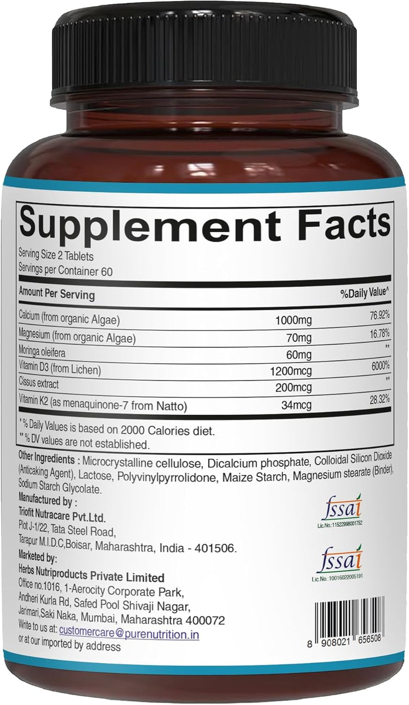 pure-nutrition-cal-d---plant-based-calcium-with-vit-d3-k2-magnesium-120-tabs-500mg-vegan-calcium-per-serving-algae-calcium-supplement-for-bone-health-2