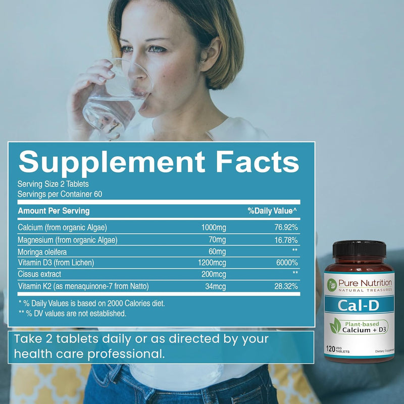 pure-nutrition-cal-d---plant-based-calcium-with-vit-d3-k2-magnesium-120-tabs-500mg-vegan-calcium-per-serving-algae-calcium-supplement-for-bone-health-7