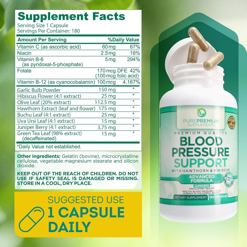 purepremium-blood-pressure-support-with-hawthorn-berry-hibiscus---nitric-oxide-with-vitamin-b6---garlic-supplements-for-normal-nitric-oxide-supplement---180-caps-2