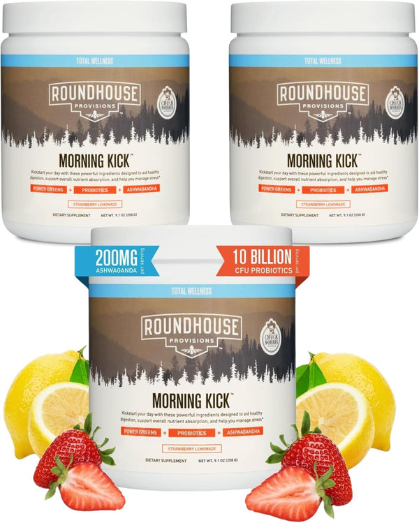 roundhouse-provision-morning-kick-zero-sugar-greens-superfood-powder-supplement-with-ashwaganda-collagen-probiotics-debloat-drink-3-pack-strawberry-lemonade-by-chuck-norris-1