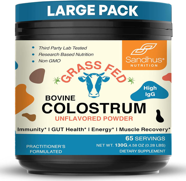 sandhus-grass-fed-bovine-colostrum-powder-for-humans-adults-65-servings-pack-of-1-cows-supplement-high-igg-for-gut-health-immunity-muscle-recovery-support-unflavored-for-men-women-1
