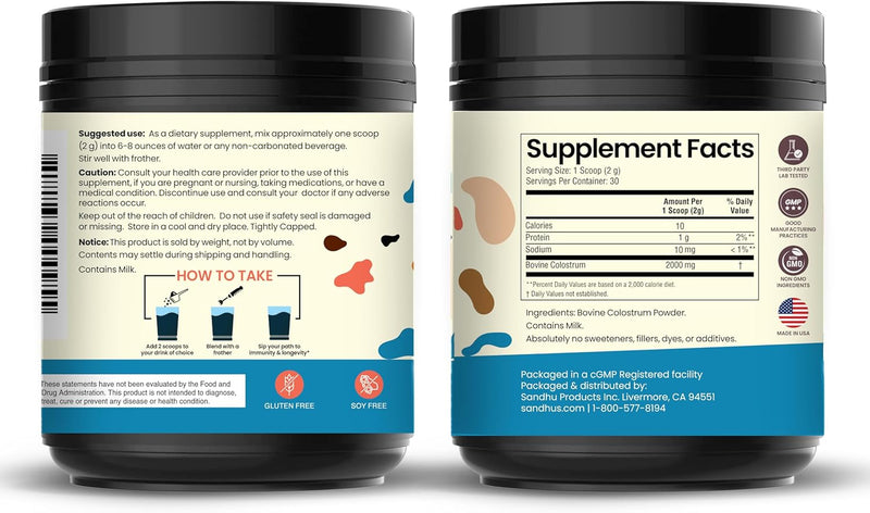 sandhus-grass-fed-bovine-colostrum-powder-for-humans-adults-30-servings-pack-of-1-cows-supplement-high-igg-for-gut-health-immunity-muscle-recovery-support-unflavored-for-men-women-2