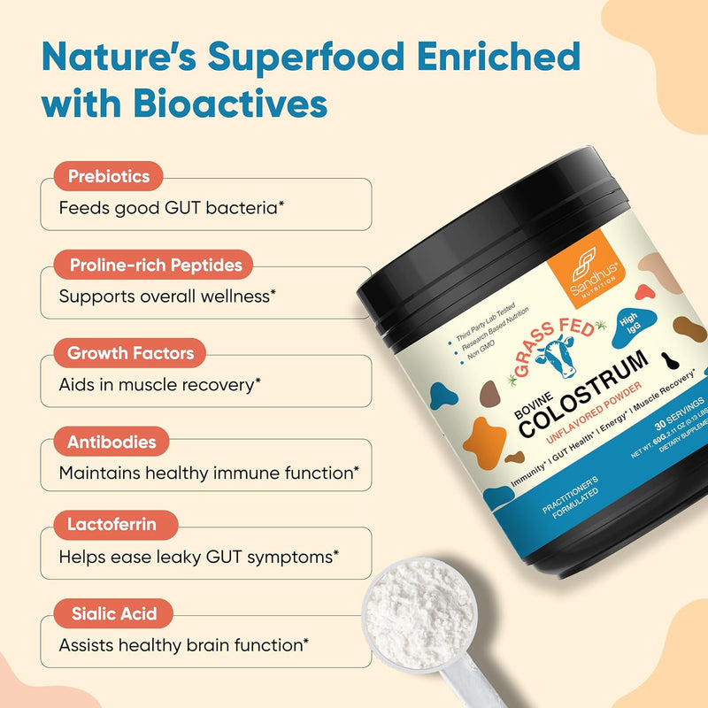 sandhus-grass-fed-bovine-colostrum-powder-for-humans-adults-30-servings-pack-of-1-cows-supplement-high-igg-for-gut-health-immunity-muscle-recovery-support-unflavored-for-men-women-4