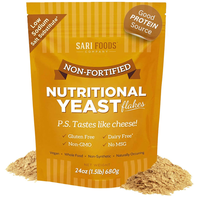 sari-foods-non-fortified-nutritional-yeast-flakes---24oz-or-8oz---organic-superfood-protein-gluten-free-dairy-free-vegan-cheese-parmesan-substitute-vitamins-b-beta-glucans-18-amino-acids-1