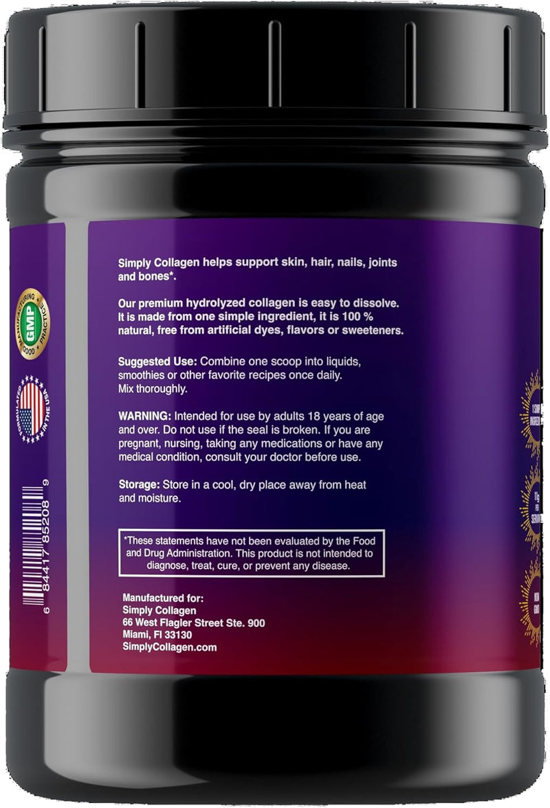 simply-collagen-hydrolyzed-collagen-peptides---enhances-strengthens-hair-skin-nails-bones-joints---grass-fed-type-i-iii---41-servings-per-container-9