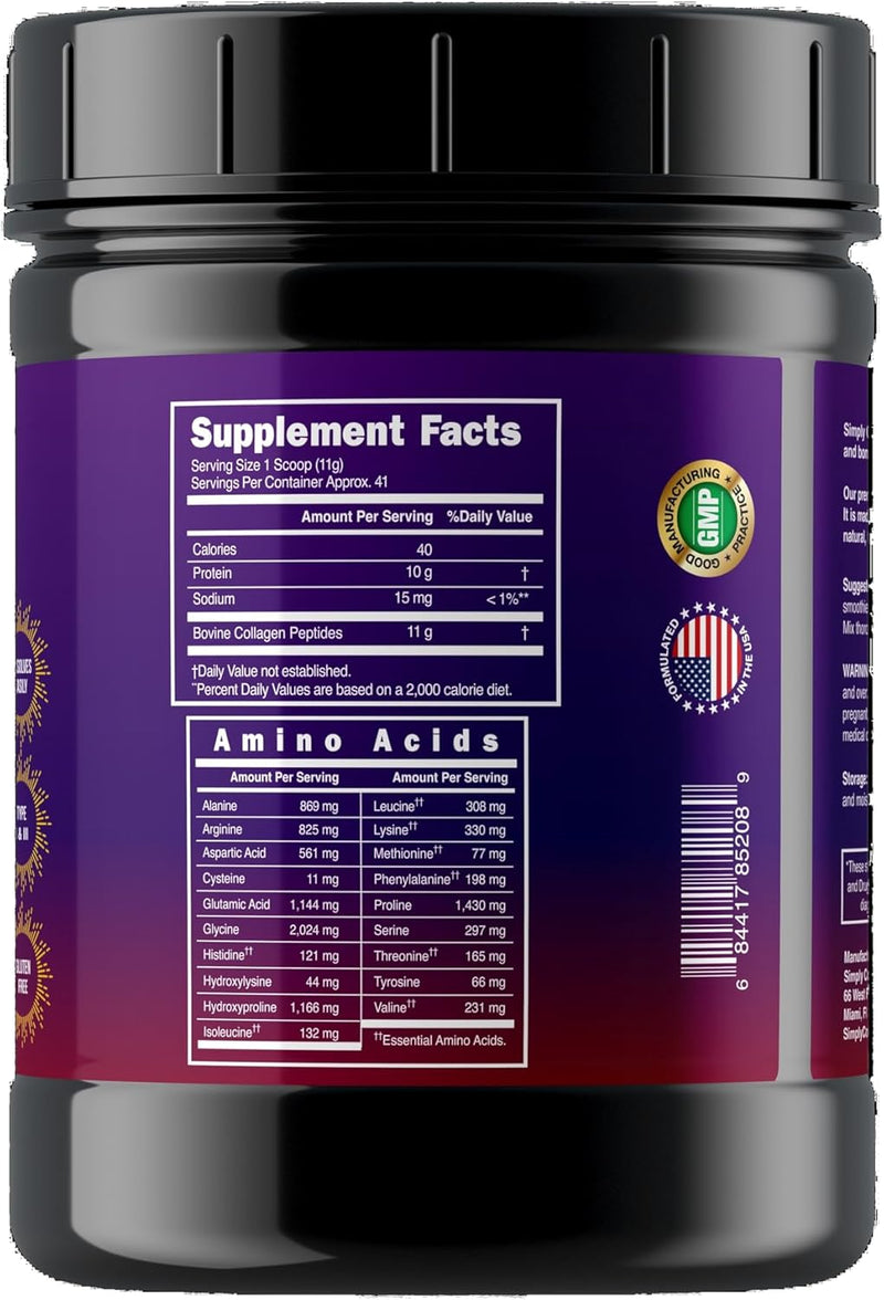 simply-collagen-hydrolyzed-collagen-peptides---enhances-strengthens-hair-skin-nails-bones-joints---grass-fed-type-i-iii---41-servings-per-container-10