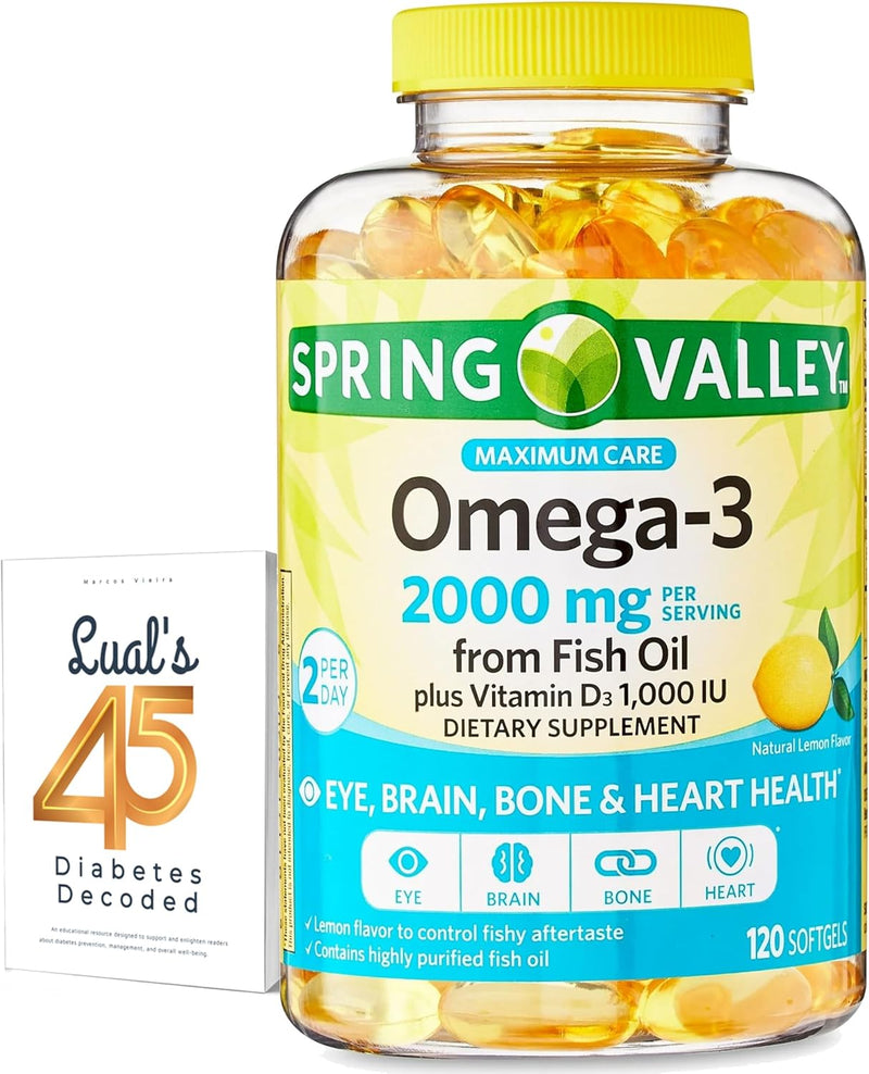 spring-valley-omega-3-from-fish-oil-2000-mg-for-eye-brain-bone-heart-health-dietary-supplement-softgels-120-count-bundle-with-lualls-45-diabetes-decoded-1