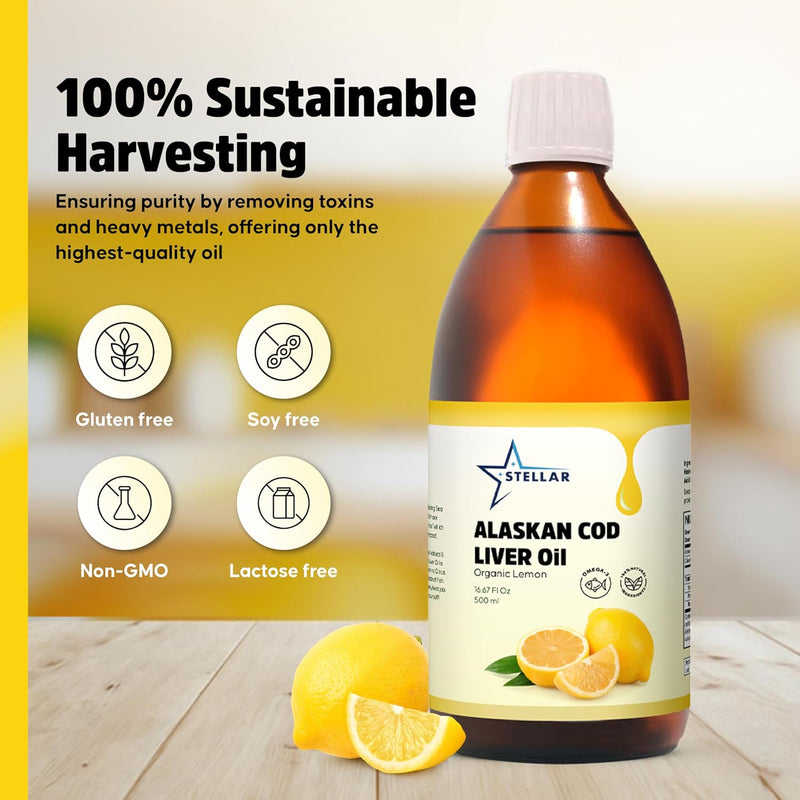 stellar-alaskan-cod-liver-oil---organic-lemon-1667-oz-wild-caught-in-usa-rich-in-omega-3-dhaepa-vitamin-d-non-gmo-certified-supports-heart-brain-immune-health-2