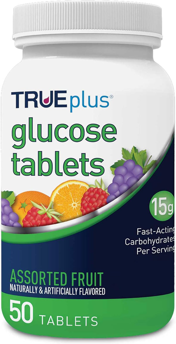 trueplus-glucose-tablets-assorted-flavor-grape-raspberry-orange---50ct-bottle-1-1