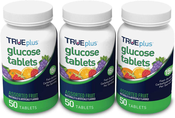 trueplus-glucose-tablets-assorted-flavor-grape-raspberry-orange---50ct-bottle-3-pack-1