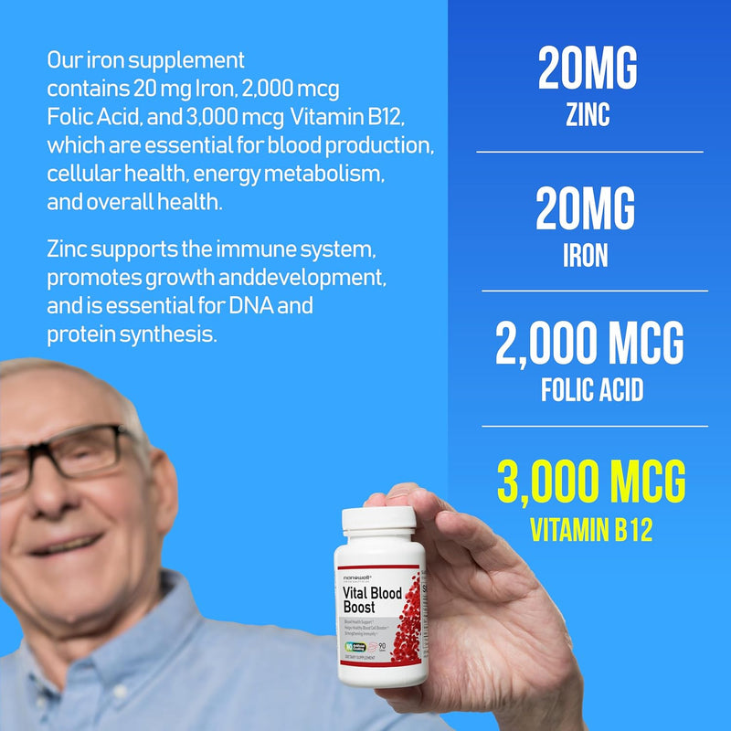 vital-blood-boost---dietary-supplement-for-white-and-red-blood-cell-support---iron-with-selenium-zinc-vitamin-b12-folic-acid---90-tablets-90-day-supply-4