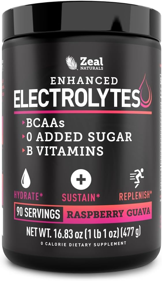 zeal-naturals-electrolyte-powder-recovery-drink-90-servings-raspberry-guava-w-0-sugar-bcaas-b-vitamins-electrolyte-supplement-w-potassium-zinc-magnesium-for-hydration---keto-electrolytes-1