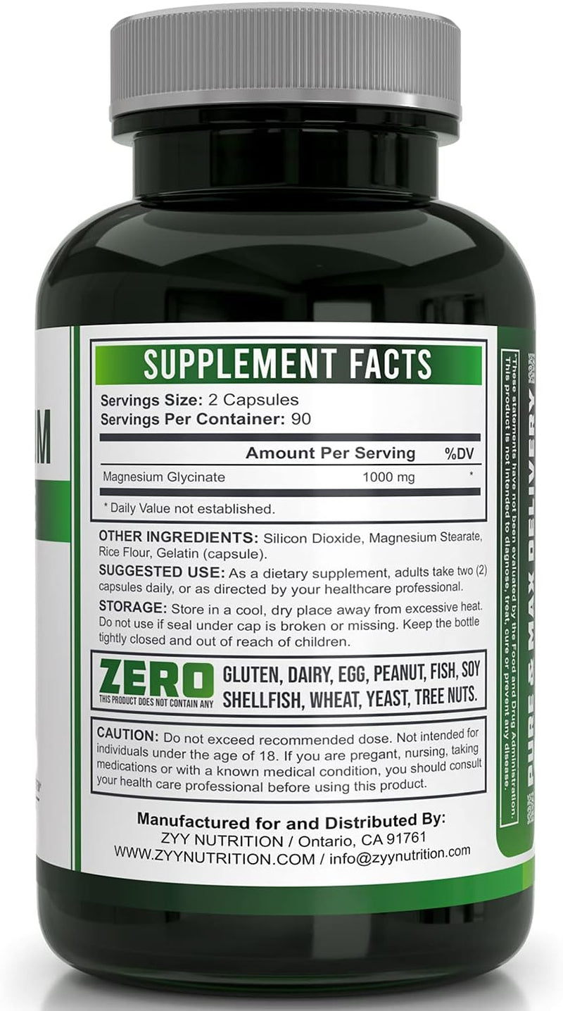 zyy-pure-magnesium-glycinate-capsules-1000mg-maximum-strength-chelated-for-high-absorption-magnesium-supplement-for-sleep-muscle-brain-bone-and-heart-health-3rd-party-tested-180-capsules-2
